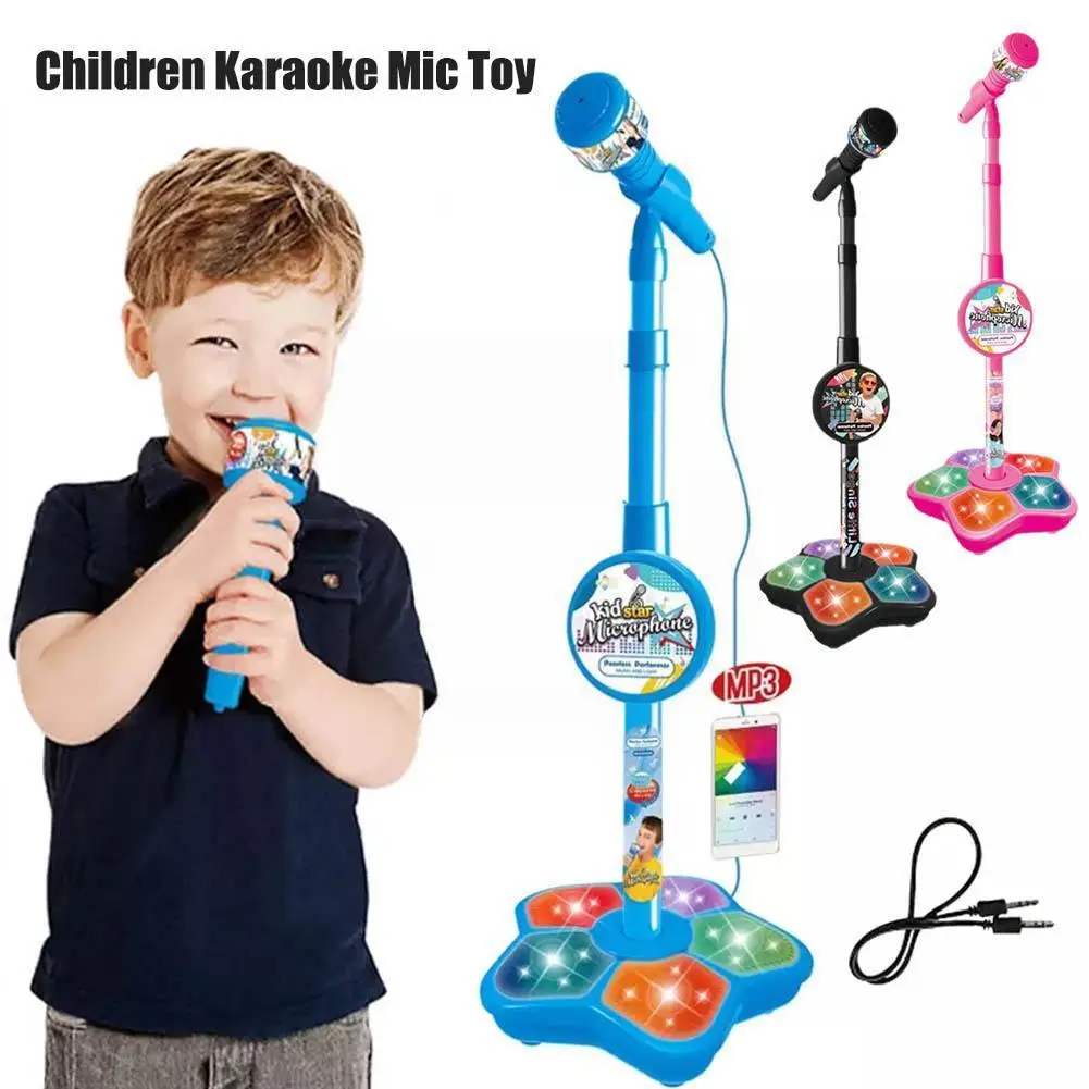 

Микрофон, музыкальная Съемная детская игрушка для пения, симуляция песни, караоке, регулируемая детская игрушка для пения, 3 цвета, светодио...