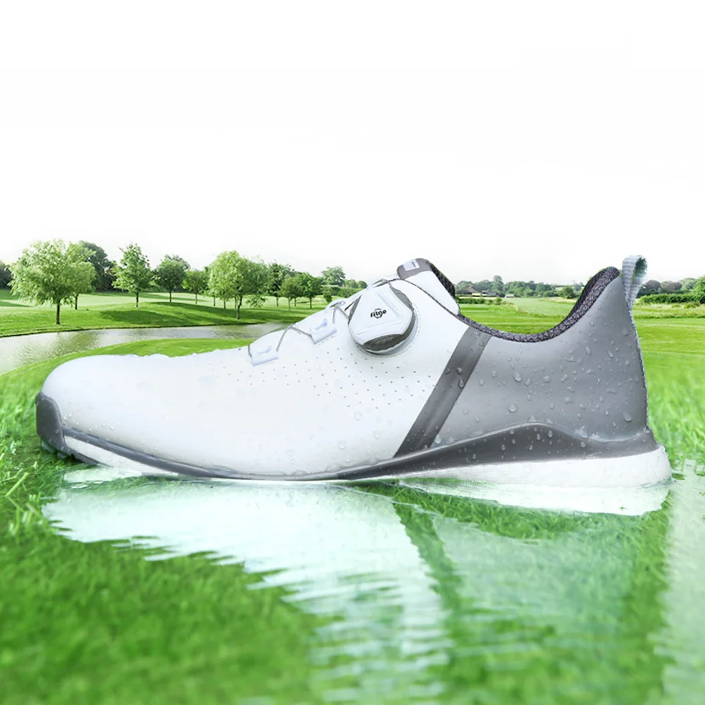 New Men's Golf Sneakers Golf Men's Shoes Button Shoe Laces Anti-Slip Waterproof Breathable Popcorn Soft Sole Outdoor Sports Shoe