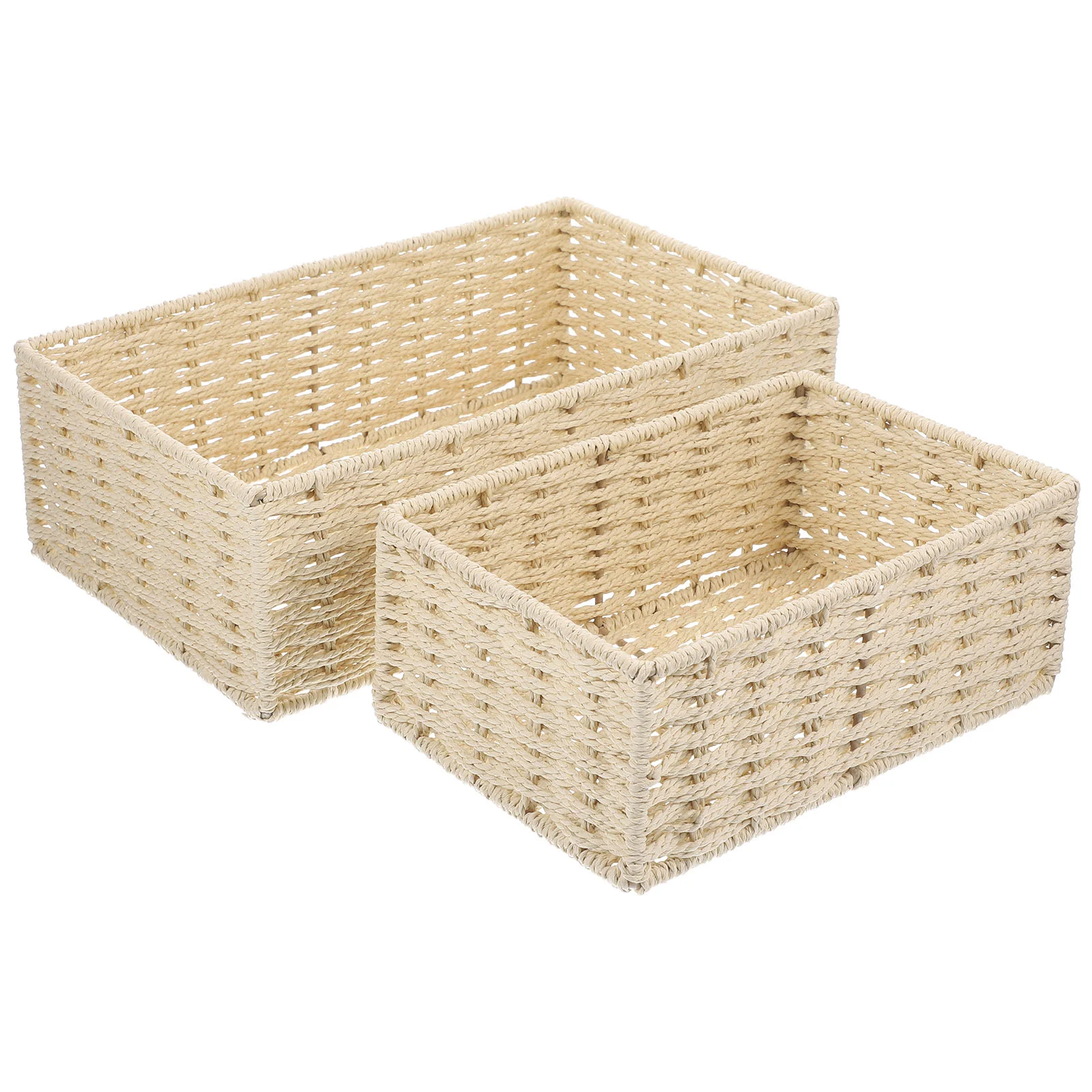 

Basket Organizer Storage Paper Baskets Woven Wicker Drawer Bins Shelf Cabinet Fruit Eggs Box Toilet Holder Coffee Control Remote