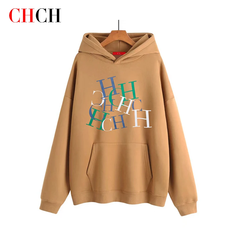 

CHCH Autumn Winter Hoodies Ladies 2023 New Style Warm Casual Loose Oversize Printing Soft Comfortable Letter Women Sweatshirt