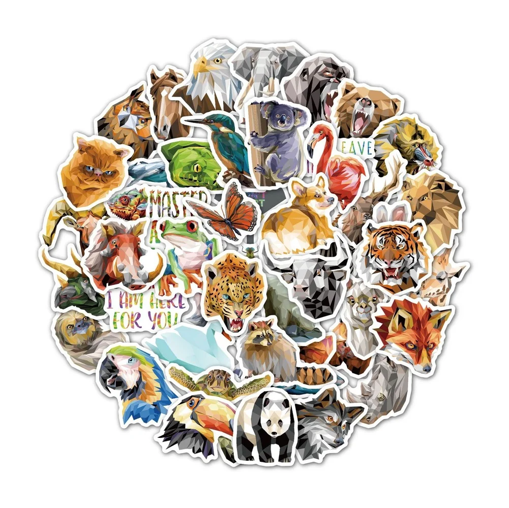 

50pcs/lot Cartoon Animals Sticker Cute Dinosaur Shark Wolf Cat DIY Scrapbook Notebook Bottle Decoration Children Educational Toy