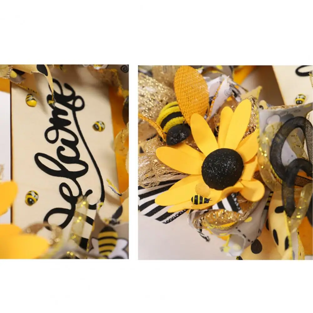 Bee Day Ornament  Beautiful No Watering Plastic  Garland Wreath Front Door Wall Hanging Sunflowers Wreath Home Supplies