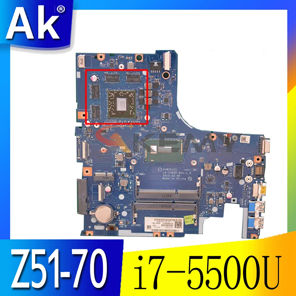 

Laptop motherboard For LENOVO Ideapad Z51-70 SR23W i7-5500U Mainboard 5B20J23649 216-0866000