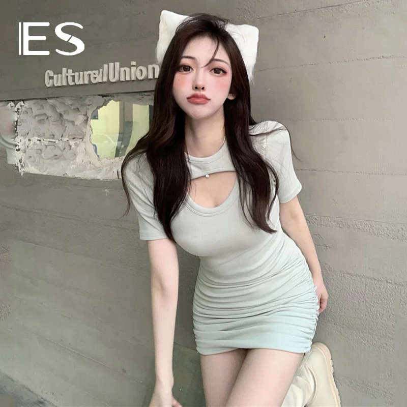 

ES Fake two dress cutout pure sexy hot girl tight wrapped hip short skirt women summer summer 2022 new skirt