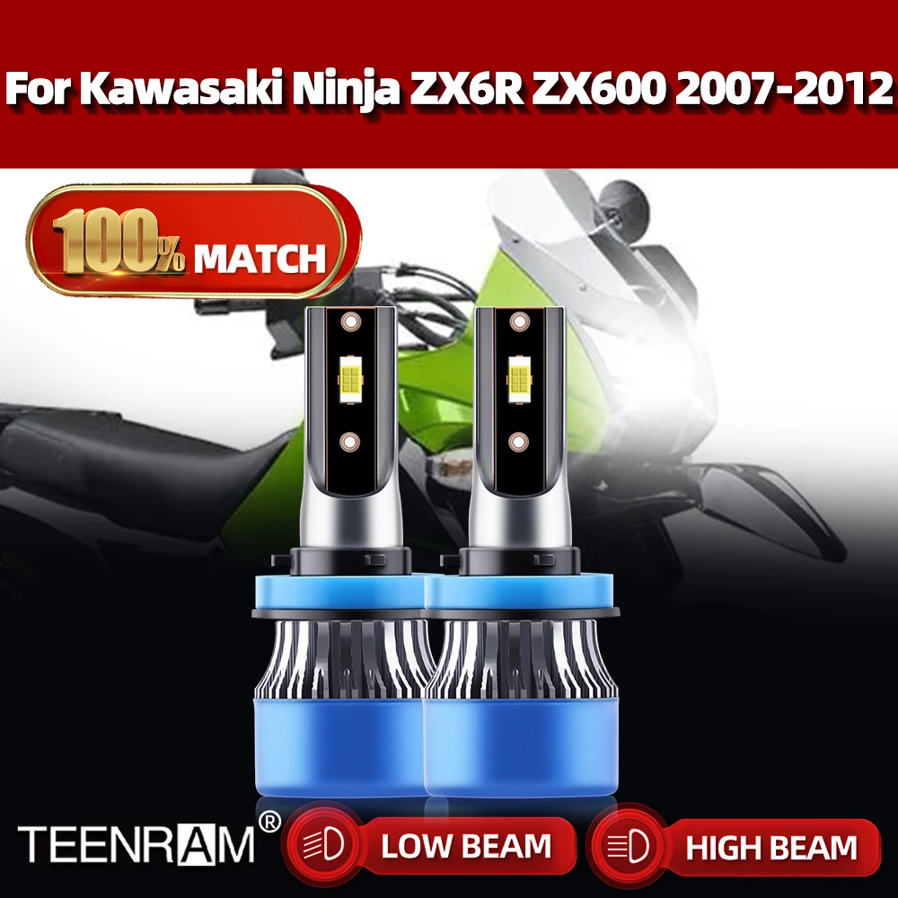 

2Pcs Motorcycle LED Headlight 20000LM Moto Light Bulbs 12V 6000K For Kawasaki Ninja ZX6R ZX600 2007 2008 2009 2010 2011 2012