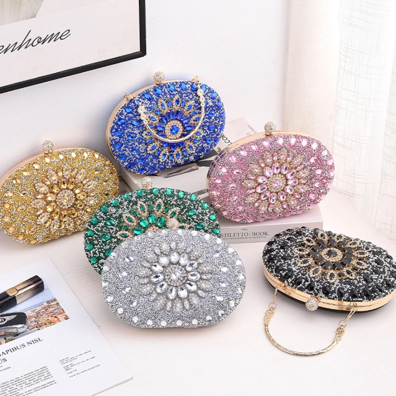 

Bling Designer Luxury Handbags for Women 2023 Rhinestone Evening Crystal Diamond Clutch Banquet Wedding Party Handbags Purses