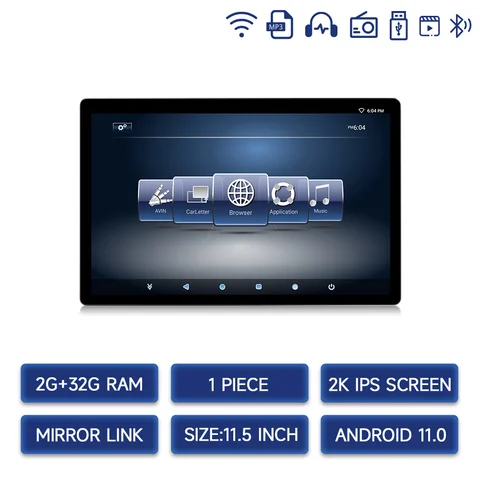 Монитор на подголовник автомобиля, 13 дюймов, 2K HD, с сенсорным IPS экраном, для воспроизведения видео и музыки на заднем сиденье автомобиля, с входом HDMI