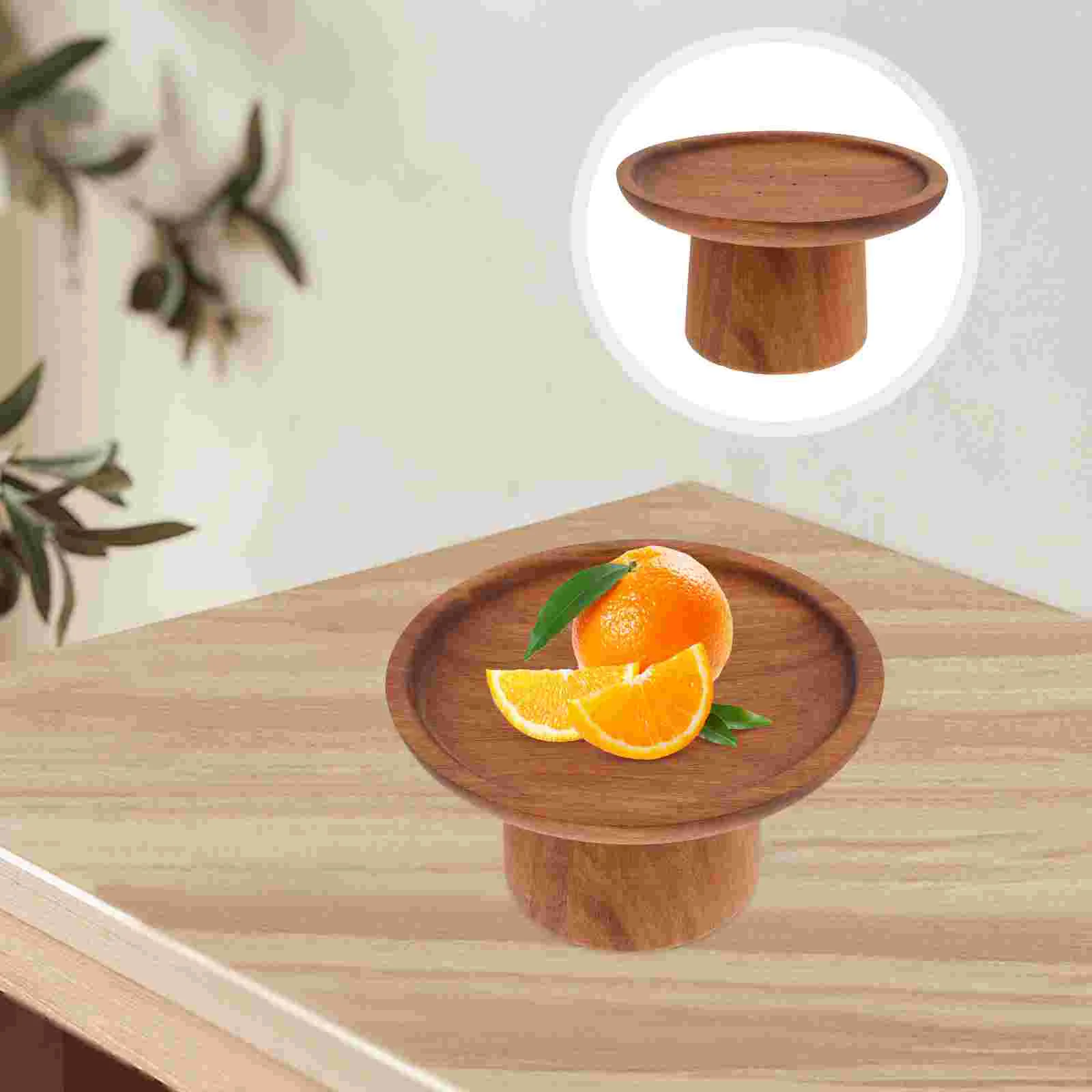 

Fruit Serving Tray Cakes Dessert Stand Round Appetizer Wood Household Storage Footed Dish