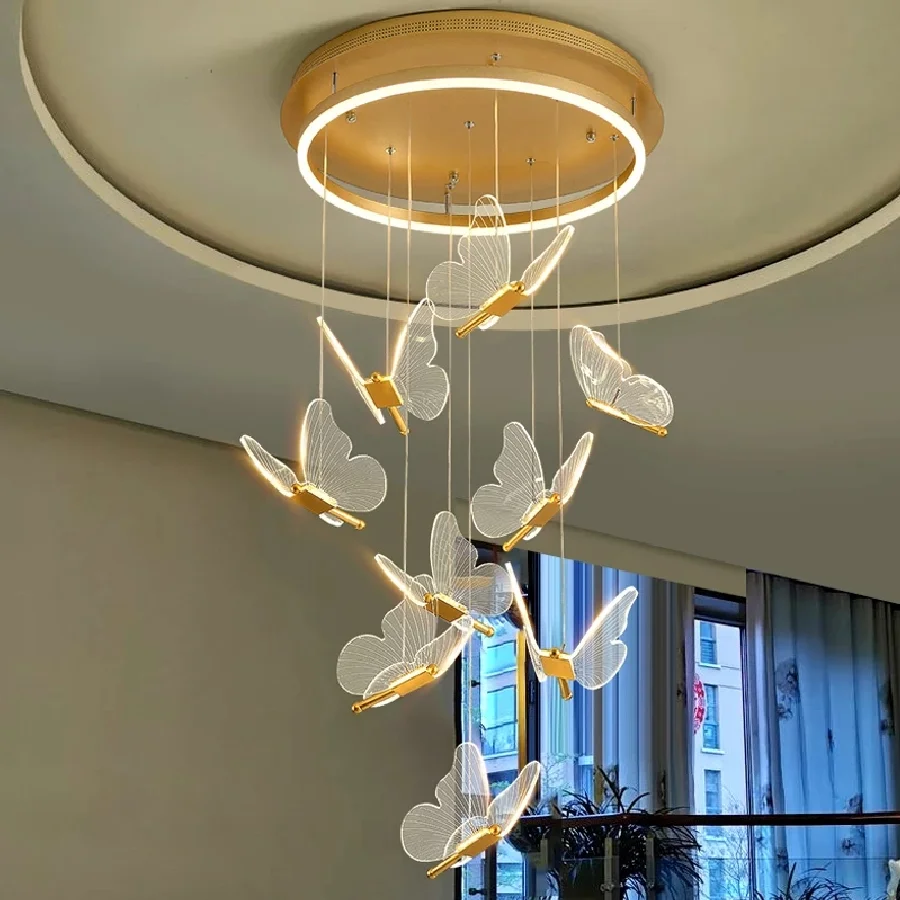 

Modern Butterfly Desing LED Chandelier Acrylic Exhibition Hall Staircase Illumination For Bedroom Night Lamp Lighting Fixtures