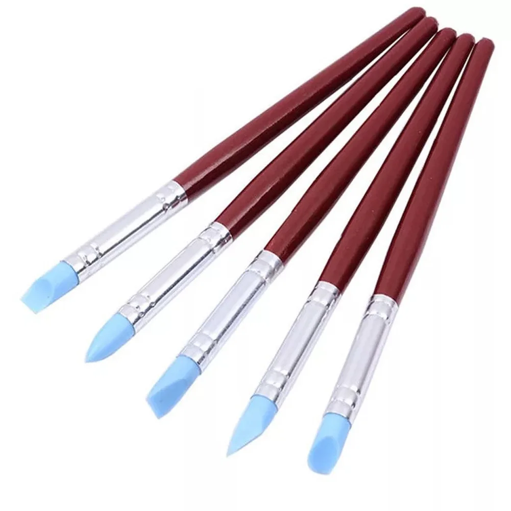 

5pcs Soft Silicone Shaper Clay Tools Modelling Sculpting Pen Engraving Pottery Nail Art Craft