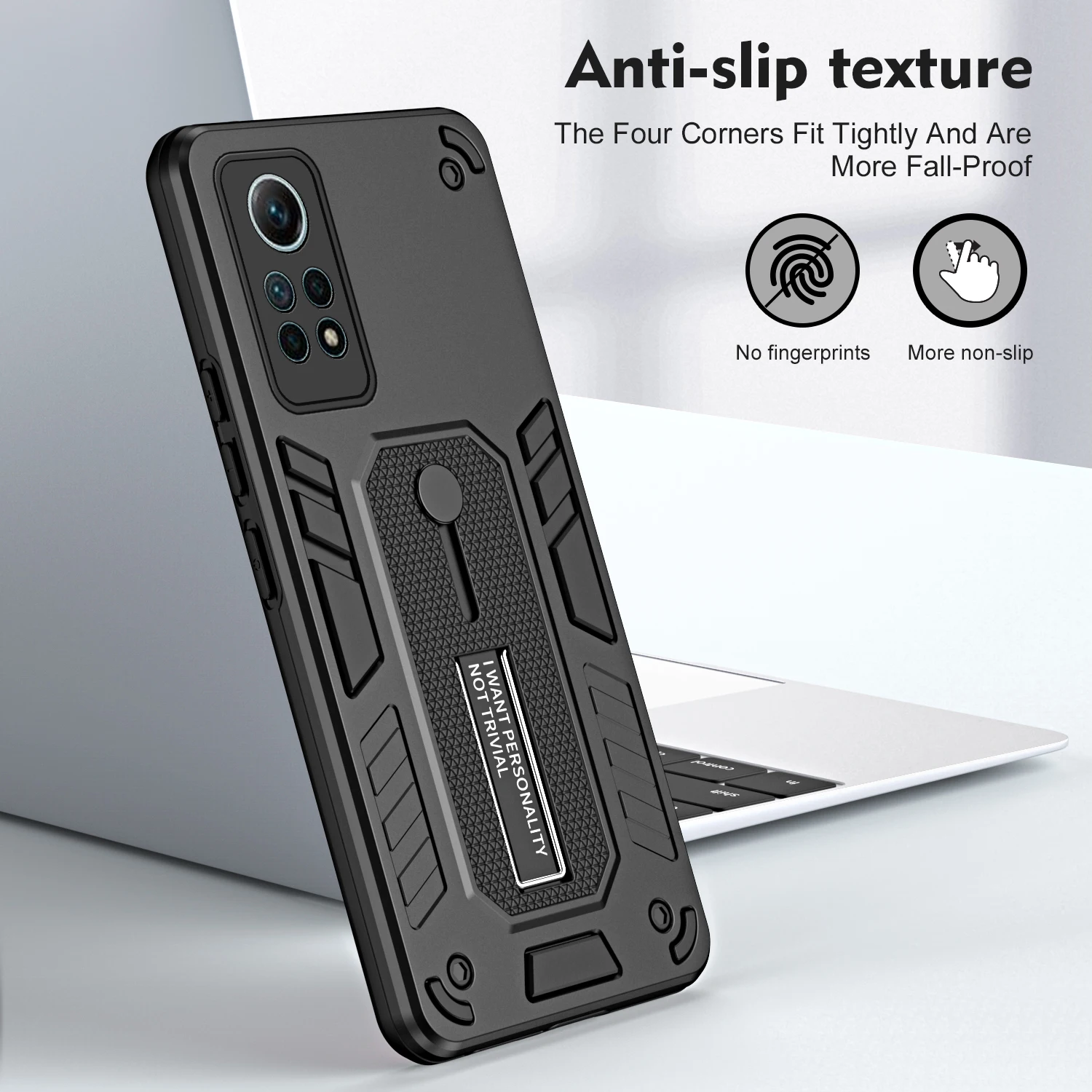 

Phone Case for Xiaomi Redmi Note 12 Pro 4G Luxury Invisible Finger Ring Buckle Holder Armor Shockproof Cover RedmiNote12Pro4G