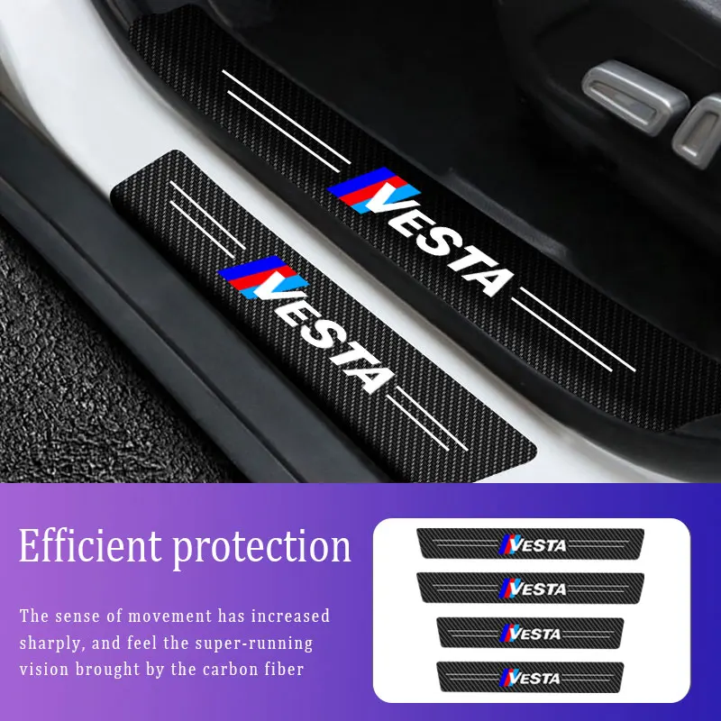 Накладка на порог двери автомобиля защитные наклейки из углеродного волокна для