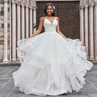 ball gown wedding gowns princess spaghetti straps backless sexy bridal dresses floor length ruffle sleeveless wedding dress 2022