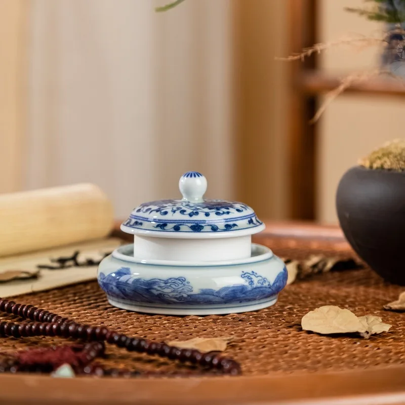 Цзиндэчжэнь Qitang античная грязь синий и белый морской журавль подставка