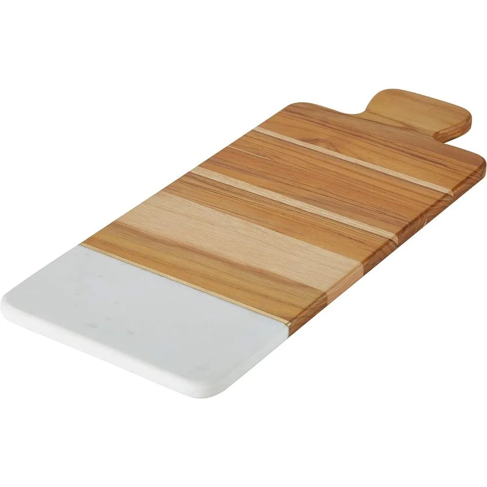 

Anolon Pantryware Teak Wood and Marble Cutting Board / Teak Wood and Marble Serving Board - 9.5 Inch, Brown
