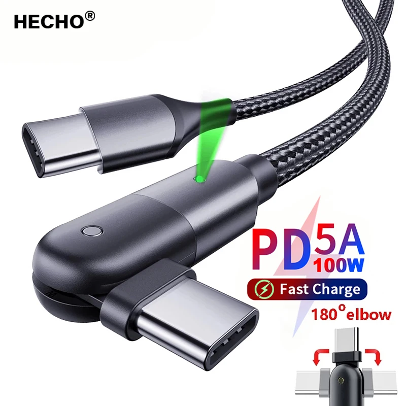 

180° Rotate 100W USB C to USB C Type C Cable 5A Fast Charging Cable For Samsung Huawei MacBook Xiaomi Charger Phone Data Cord