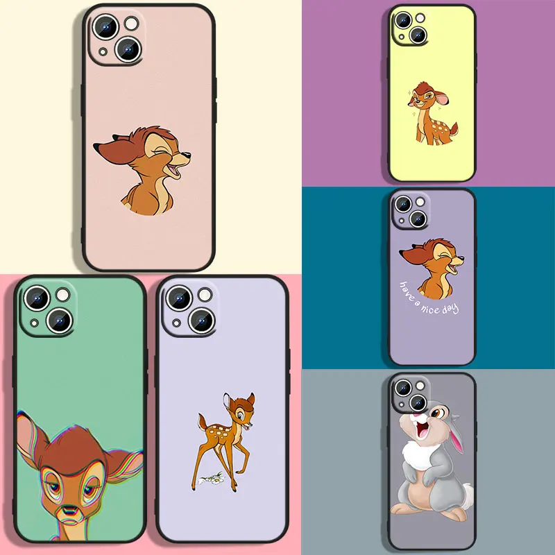 Pretty Bambi animation Phone Case For Apple iPhone 11 12 13 14 Max Mini 8 X XR XS Pro Plus Black luxury Silicone Soft Cover Capa