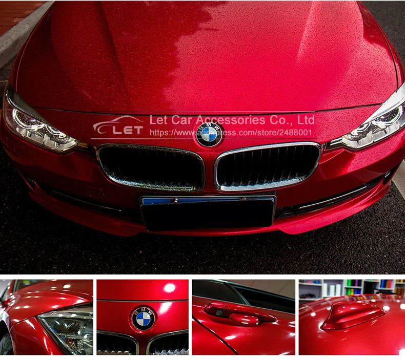 Стайлинг автомобиля красная Глянцевая металлическая блестящая Автомобильная
