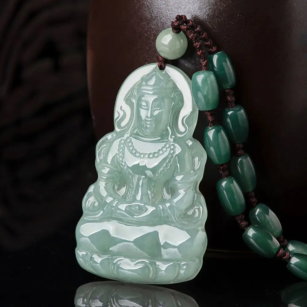 

Natural Grade A Jade Jadeite Men Women Gift Lucky Bless Happy Guanyin Pendant