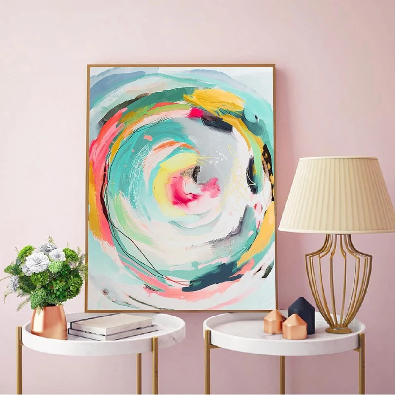 

Modern Abstract Colorful Poster Wall Art Oil Painting On Canvas Pictures for Living Room Frameless Modern Home Decor