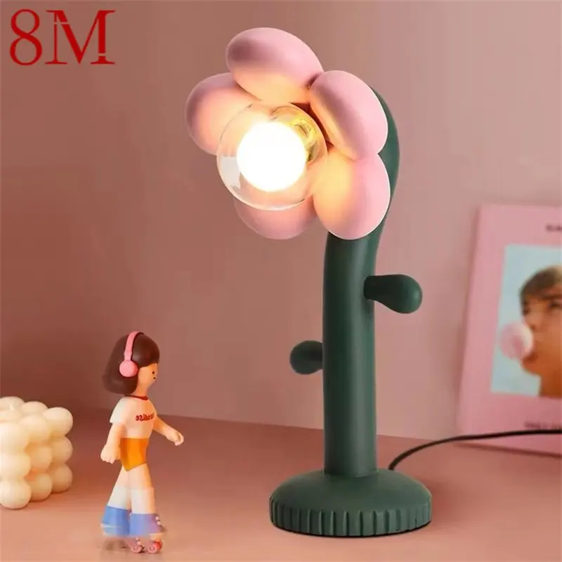 

OUFULA Modern Table Lamp LED Creative Resin Flower Girl's Bedside Desk Light for Home Living Room Children's Bedroom
