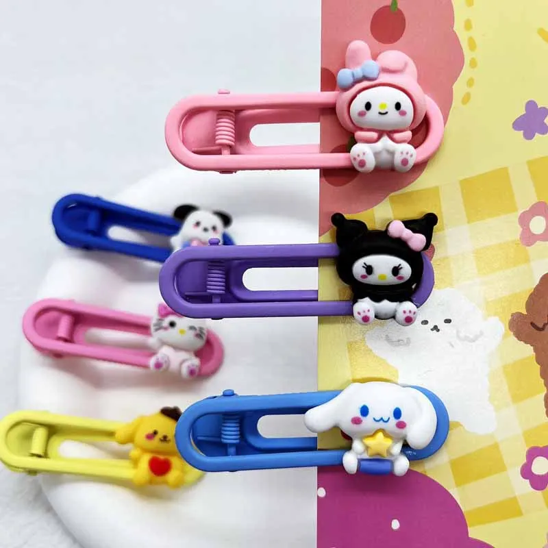 

Hellokittys Cinnamoroll Kuromi Melody Pochacco Purin Girls Styling Hairpins Cute Cartoon Stars Ornament Hair Clips Kids Headwear