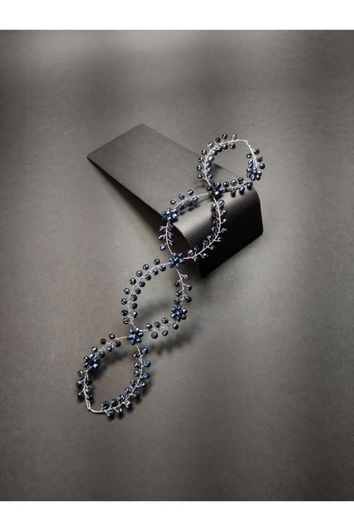 

Bridal Accessories Shiny Navy Blue Color Handmade Glass Beads Wedding Hair Accessory Bridal Crown For Wedding