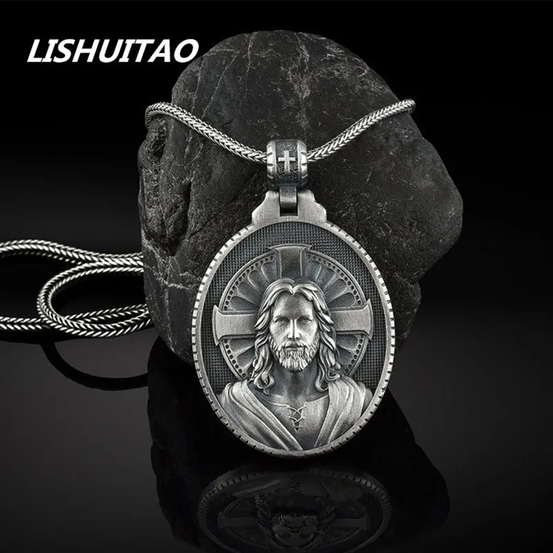 

Fine Craft Jewelry Fashion Retro Men Pendant Punk Hip Hop Personality Necklace Accessories Jesus Commemorative Medallion