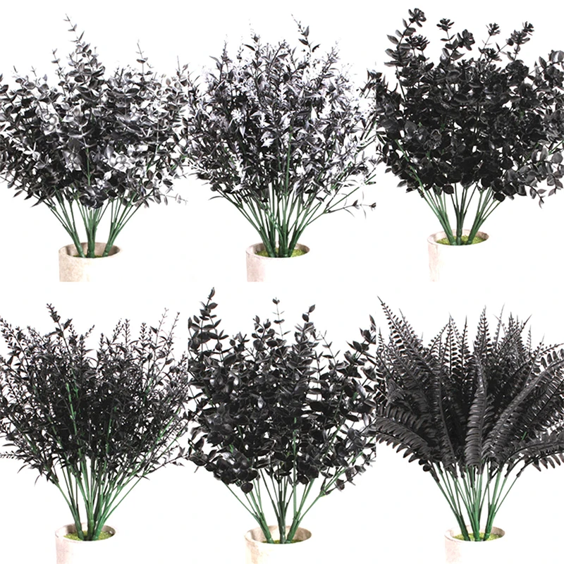 Хэллоуин Черное Искусственное Растение Лоза Эвкалипт Персидский Папоротник