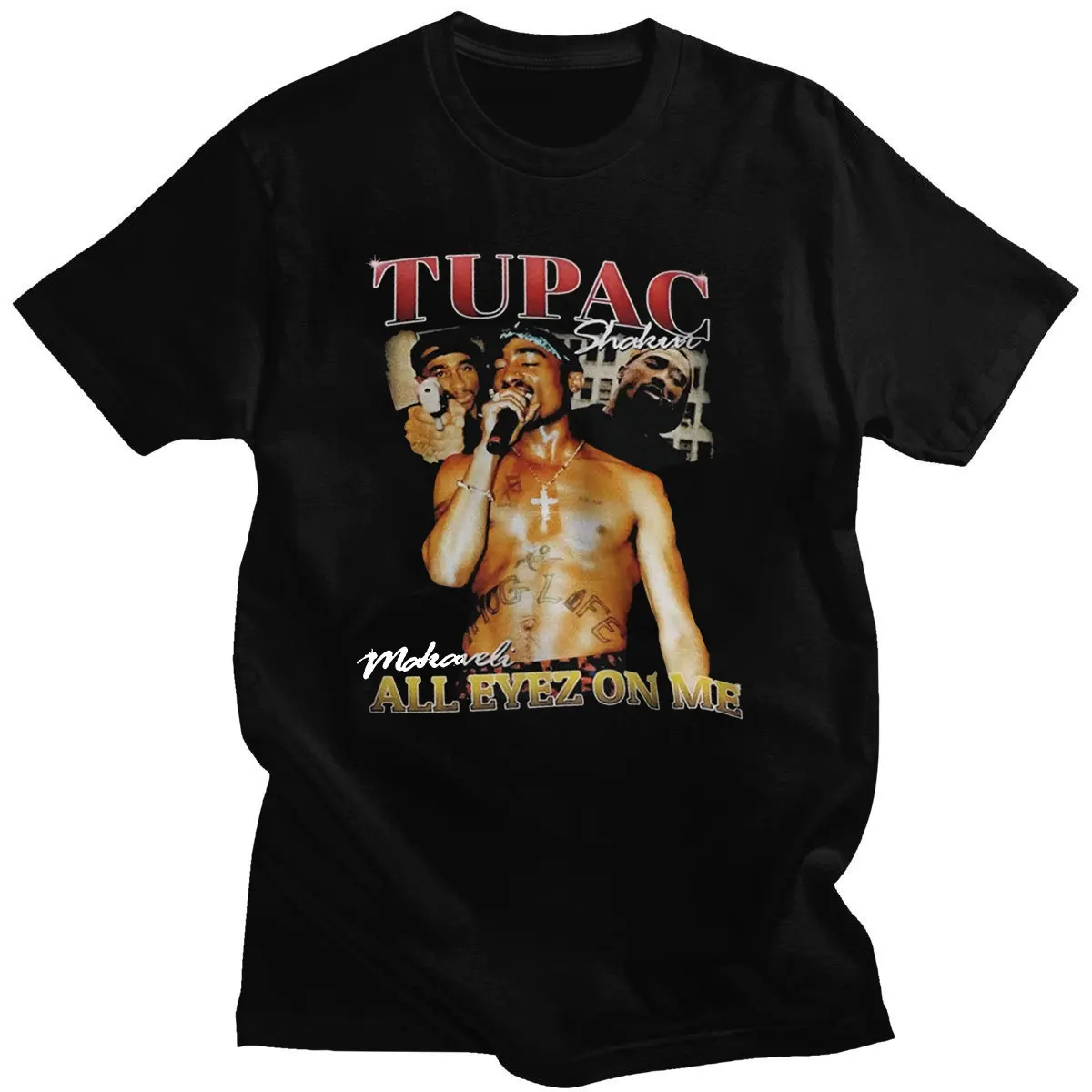 

2022 New Tupac 2pac Men T Shirts Summer Clothing O-Neck Loose Short Sleeve Tee Shirts Male Harajuku Hip Hop Streetwear Tops