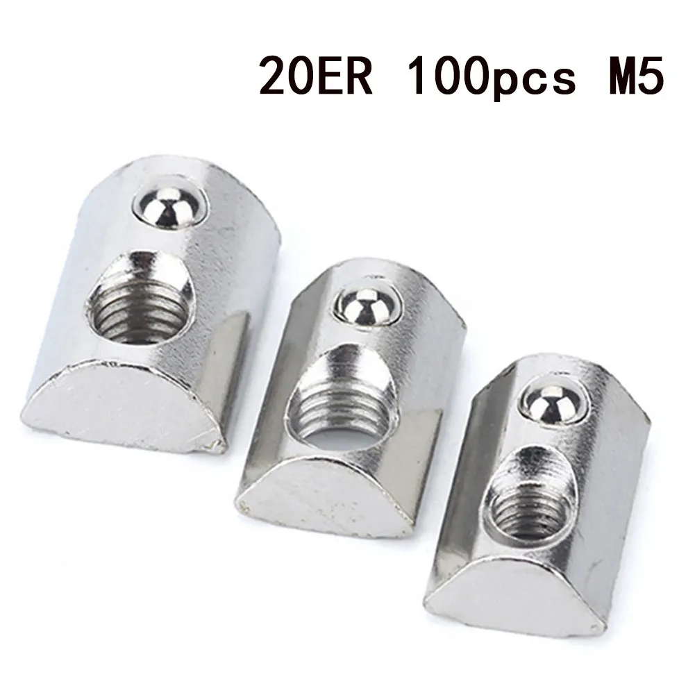 

10/50/100pcs Marble Nut 5 M3-M4-M5 Aluminum Nickel Plated Profile Slot
