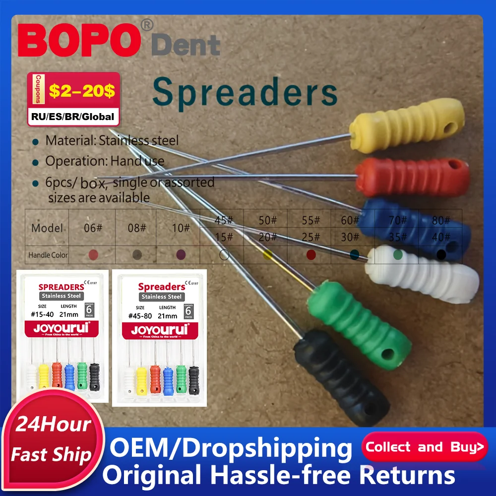 6 шт./коробка Стоматологічні розширювачі пальців Напилки для ручного використання з нержавіючої сталі Консерви Ендофайли Ендодонтичні інструменти Свердла для стоматолога 25 мм