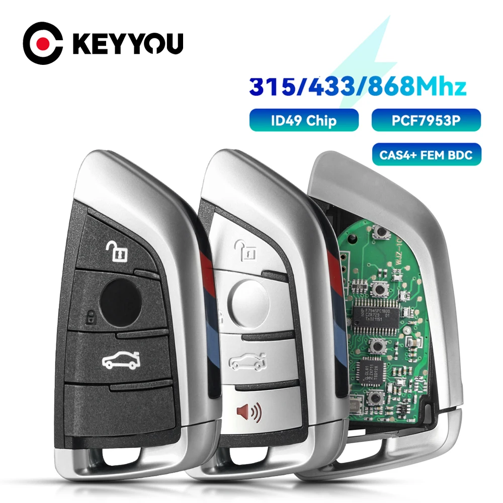 KEYYOU Car Remote Key For BMW 1 3 5  7 Series X1 X3 X5 X6 X7 CAS4 CAS4+ FEM F System 315/433/868Mhz ID49 Promixity Keyless Go