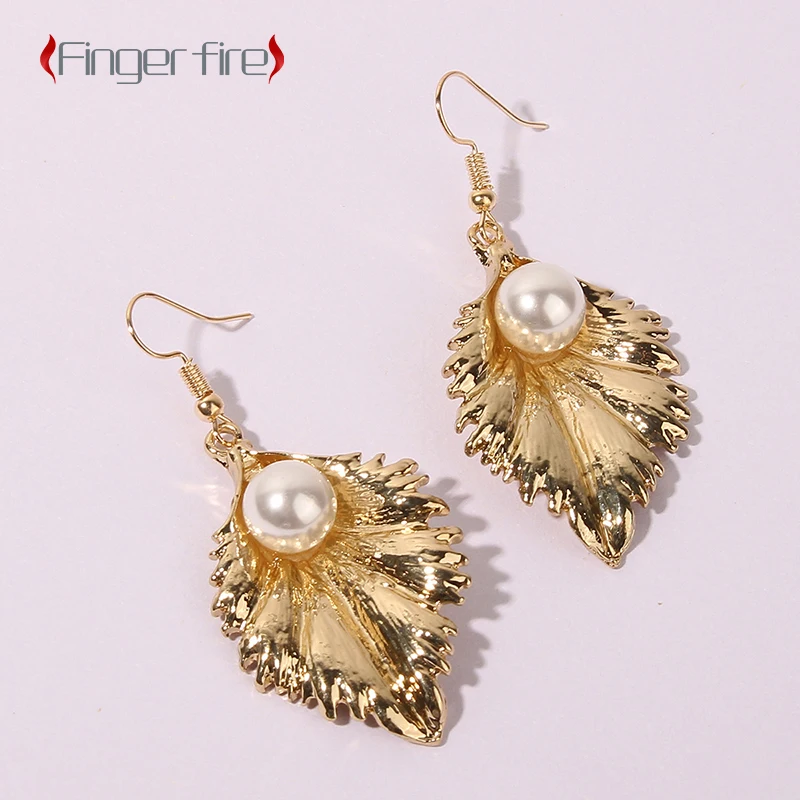 

Стильные Изысканные позолоченные серьги в форме листа с белым шариком, ювелирные изделия для помолвки, вечеринки, юбилея