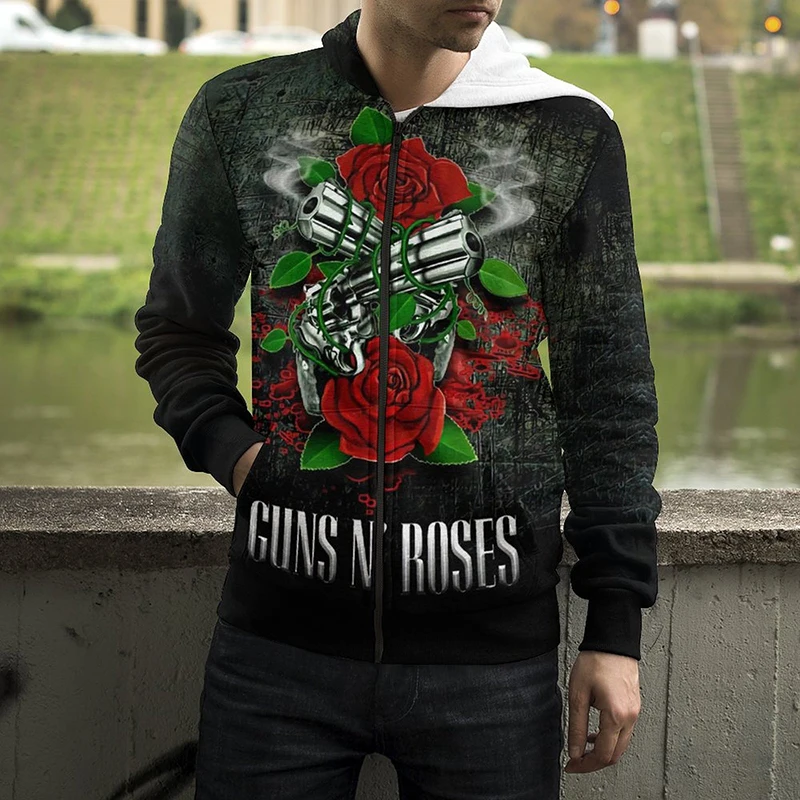 

Толстовка Guns N Roses Band с 3D принтом, весенняя, на молнии, крутая, мужская, женская, детская, модная, повседневная, уличная одежда, топы в стиле хип-хоп