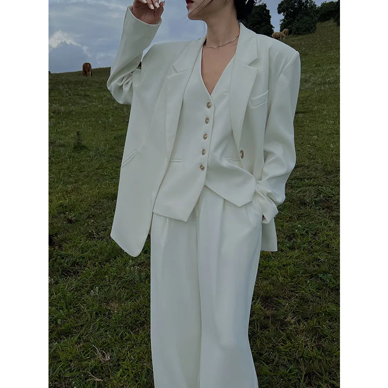 Spring and Autumn 2022 New Design Lapel Suit Commuter Korean Version Loose Long-Sleeved Shoulder Pad Coat Women's Clothing