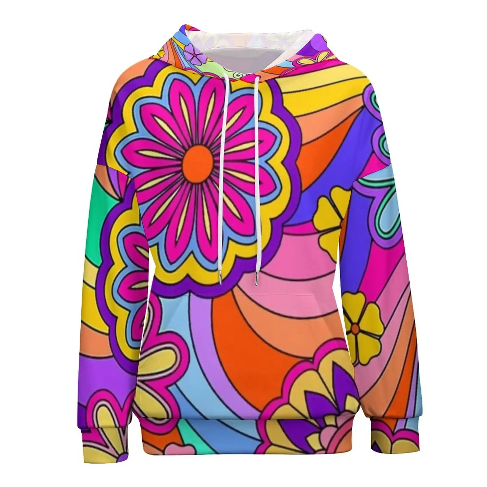 

Flower Power Inspired Hoodies Groovy Hippy Retro Aesthetic Pullover Hoodie Winter Korean Fashion Oversized Print Sweatshirts