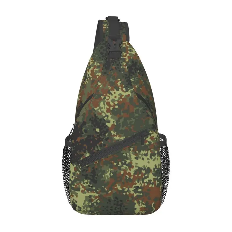 Personalized Flecktarn Camo Sling Bag for Military Army Camouflage Shoulder Chest Crossbody Backpack Cycling Camping Daypack