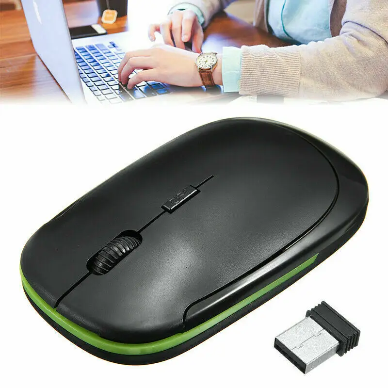 

Portable Ultra Thin Optical Wirless Mouse Slim Mice 2.4GHz For PC + USB Receiver