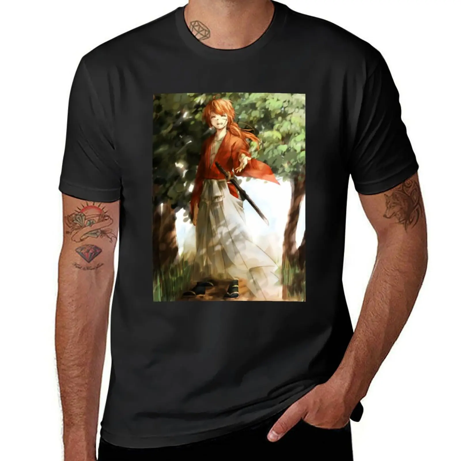 Himura Kenshin Rurouni художественная женская одежда Эстетическая футболки для мужчин