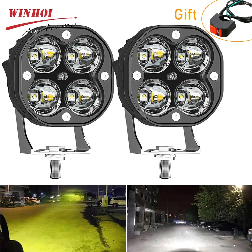 

3" 40W Motorcycle Led Spotlight Car Motorcycle Fog Lights White Amber Green Auxiliary Motorcycle Headlights 12v for Off Road 4X4