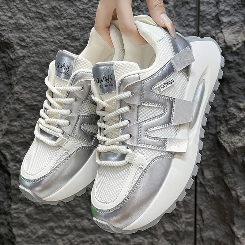 Женские Спортивные Кроссовки С Серебряной Сеткой