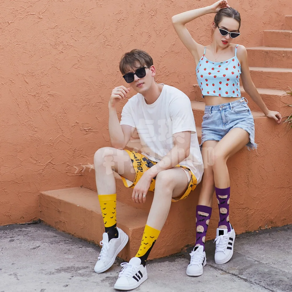 Autumn and Winter 10 PAIRS New Fashion Socks Halloween Men's Socks Skeleton Alien Women's Socks Pumpkin Socks