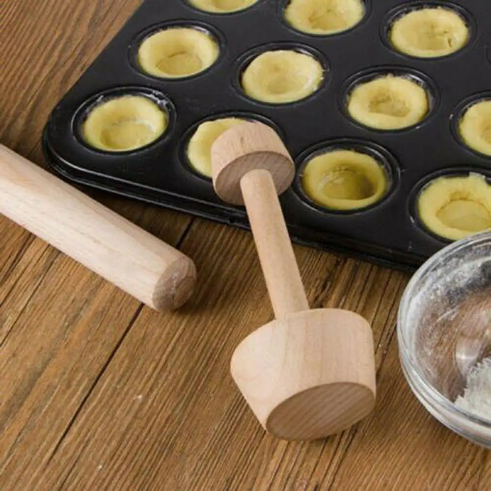 

1PC Wooden Egg Tart Bottom Mould Double Headed DIY Egg Tart Tamper Mold Kitchen Baking Pastry Cupcake Moulds Cakes Tools