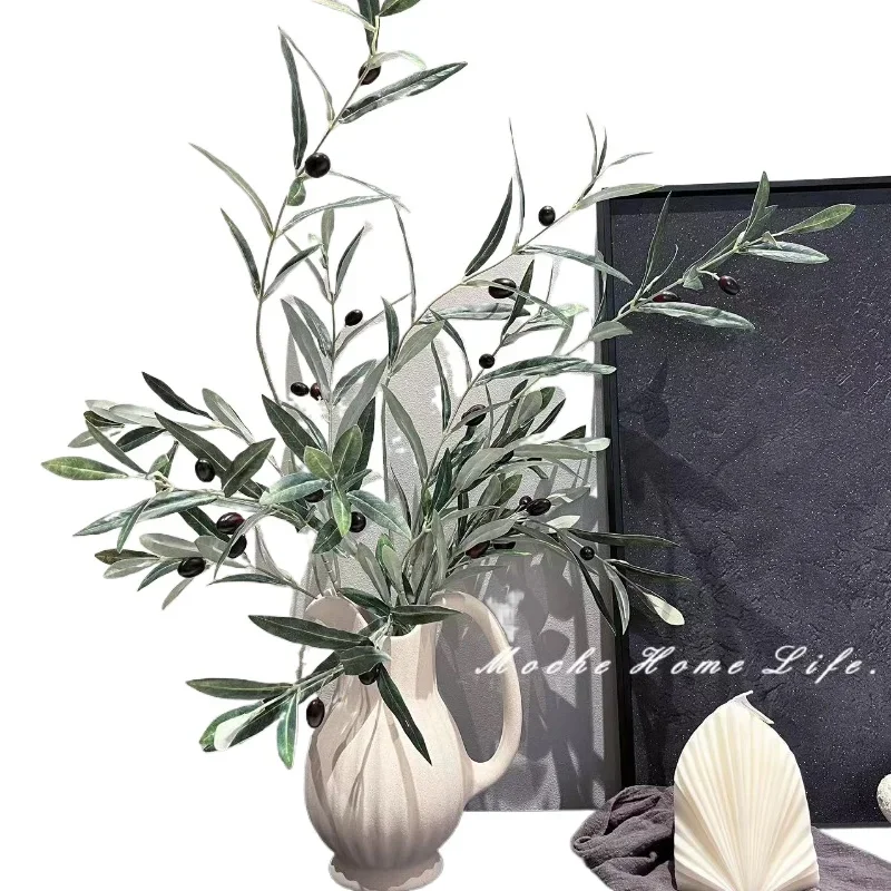 Имитация ветки оливковой зеленых растений искусственный цветок с фруктами