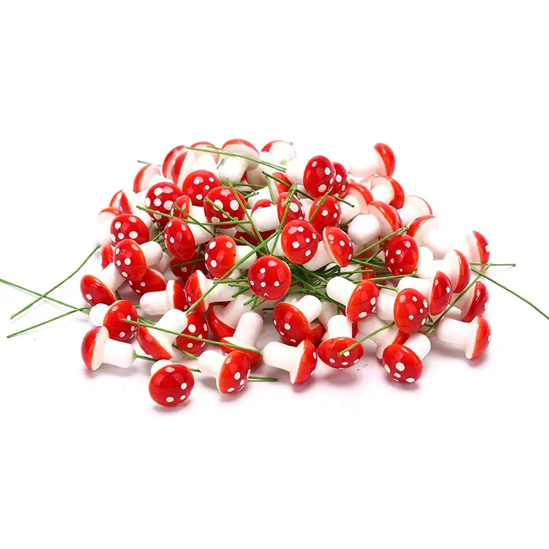 

100pcs/lot Colorful Artificial Mini Mushroom model Fairy Garden Plant action Figure Miniature Crafts Decorations Stakes Craft