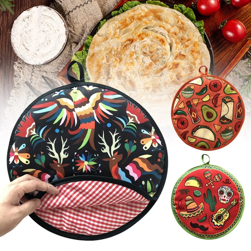 

12inch Cloth Bag Burrito Portable Tortilla Warmer Pouch Home For Microwave Restaurant Food Pancake Heat Resistant Wraps