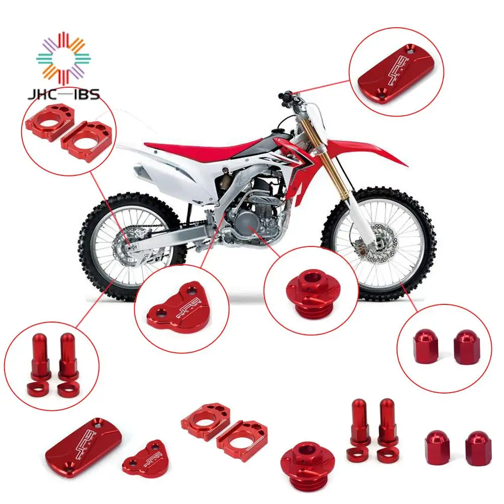 

For HONDA CR125R CR250R CRF250R CRF450R CRF450X CR CRF 250R Motorcycle CNC Axle Block Brake Clutch Fluid Reservoir Cover Set