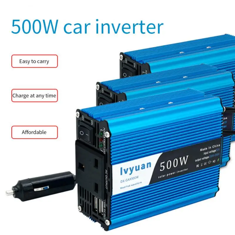 

500W Auto Power Inverter Car Inverter 12V to 220V Modified Sine Wave Power Converter USB Car charger Transformer Converter