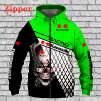 2022 new trend kawasaki racing hoodie 3d digital print zipper sweatshirt men sportswear harajuku pullover streetwear
